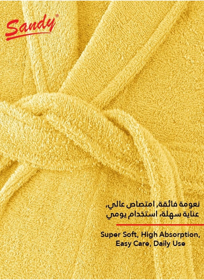 ساندي روب استحمام ساندي فائق الامتصاص قطن 100%, مصمم بياقة مع جوانب ناعمة, مثالي للسبا والاستحمام, مناسب للجنسين, مقاس 2XL/XL, ذهبي  - Image 3