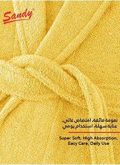 Sandy SANDY Luxury Cotton 100% Shawl Bathrobe, Unisex Plush Robe, Perfect for Spa and Shower, XL/2XL Size, Gold  - Image 3