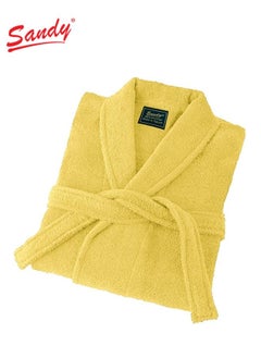 Sandy SANDY Luxury Cotton 100% Shawl Bathrobe, Unisex Plush Robe, Perfect for Spa and Shower, XL/2XL Size, Gold  - Image 2