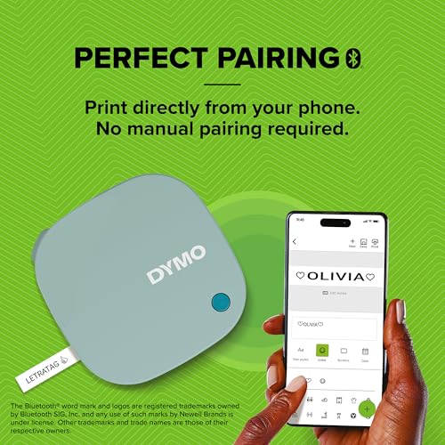 DYMO LetraTag 200B Bluetooth Label Maker | Compact Label Printer | Connects Through Bluetooth Wireless Technology to iOS and Android | Includes 1 White Paper Label Tape | Daydream Blue - Image 4
