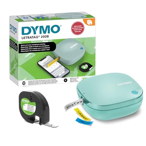 DYMO LetraTag 200B Bluetooth Label Maker | Compact Label Printer | Connects Through Bluetooth Wireless Technology to iOS and Android | Includes 1 White Paper Label Tape | Daydream Blue - Image 1