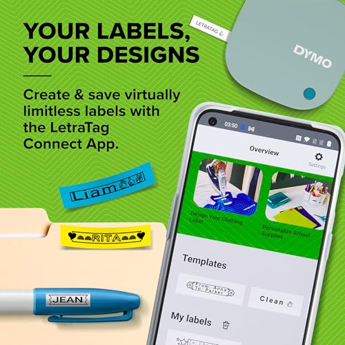 DYMO LetraTag 200B Bluetooth Label Maker | Compact Label Printer | Connects Through Bluetooth Wireless Technology to iOS and Android | Includes 1 White Paper Label Tape | Daydream Blue - Image 3