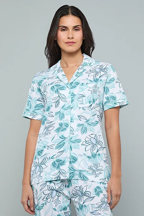 أر أند بي Printed Lapel Collar Pyjama Set