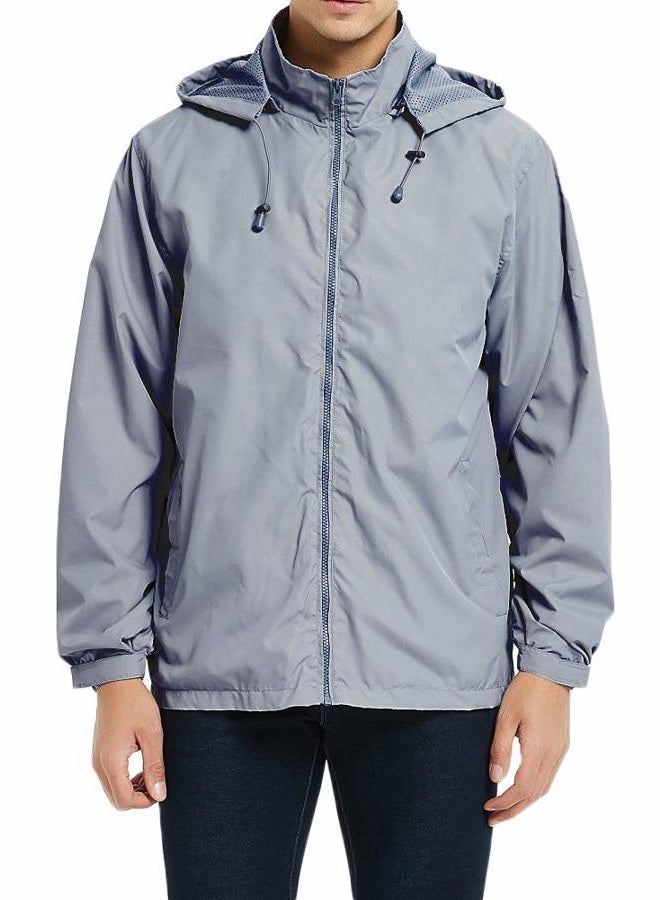 MADHERO Mens Lightweight Windbreaker Waterproof Rain Jacket with Removable Hood, Dark Grey, L - Image 1