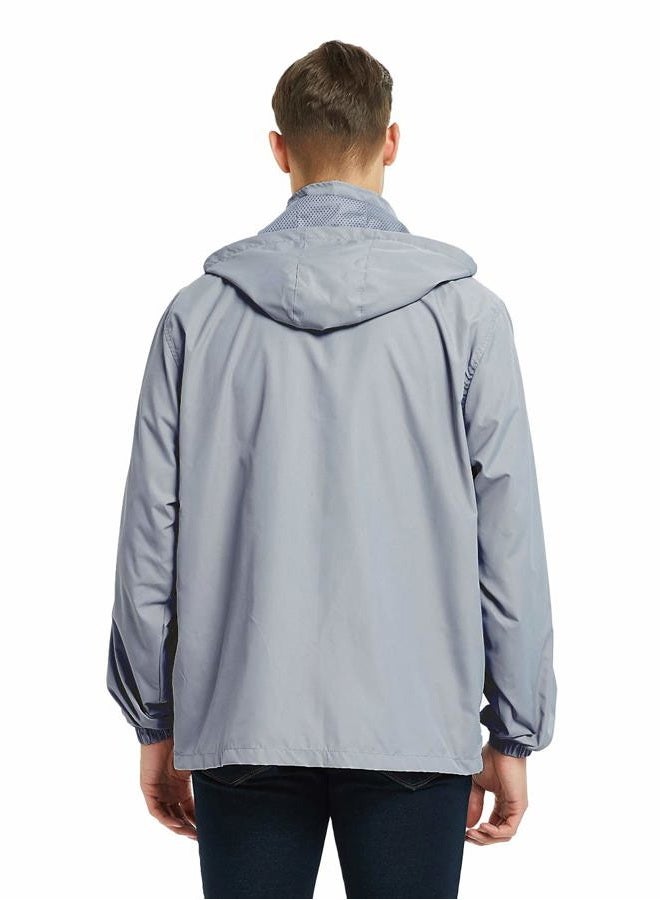 MADHERO Mens Lightweight Windbreaker Waterproof Rain Jacket with Removable Hood, Dark Grey, L - Image 3