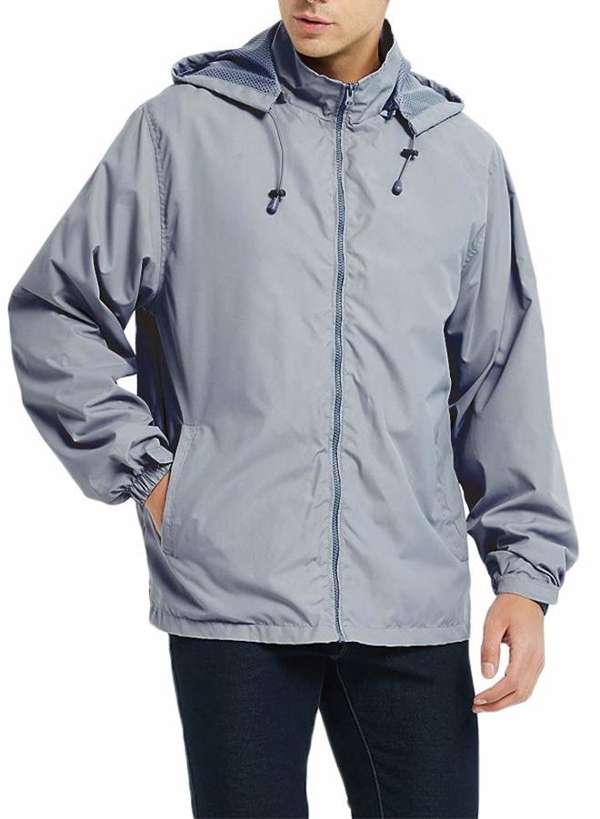 MADHERO Mens Lightweight Windbreaker Waterproof Rain Jacket with Removable Hood, Dark Grey, L - Image 4