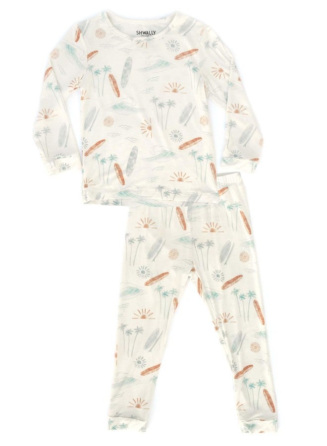 Shwally Two-Piece Pajama Sets in Organic Bamboo - Featuring 11 Signature Prints (US, Age, 4 Years, Surf) - Image 1