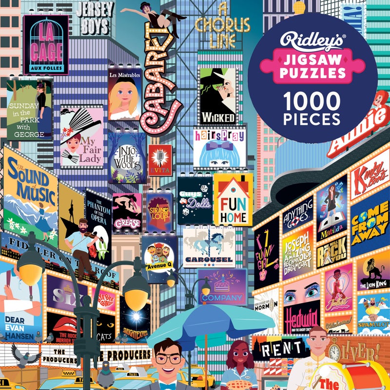 Ridley's Ridleys 50 MustSee Musicals Bucket List 1000Piece PuzzleUnique Graphics of Popular Broadway Musicals in New York CityRoom Dcor After CompletionGreat Gift for Musical Lovers - Image 2