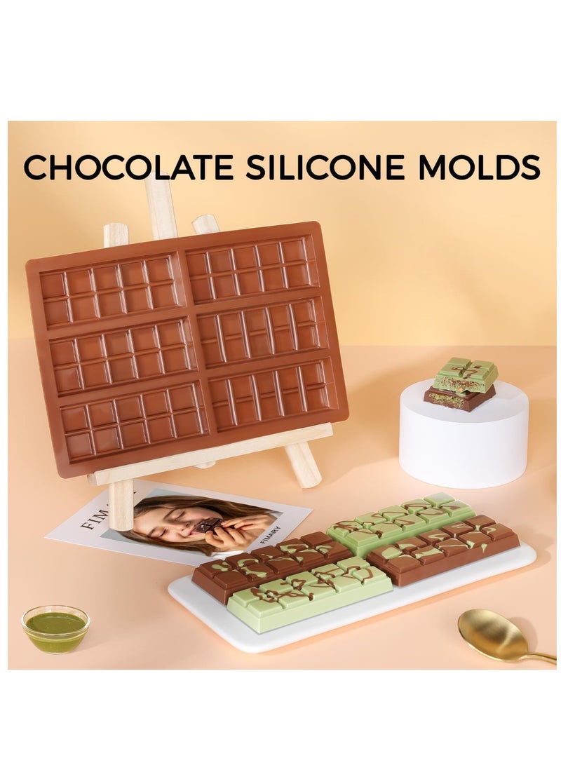 قالب بار الشوكولاتة - قالب سيليكون غير لاصق لألواح الشوكولاتة المصنوعة منزليًا والحلوى والوجبات الخفيفة | قالب سيليكون عميق صالح للطعام لشوكولاتة الحليب وألواح الفستق والمزيد - مرن وسهل الفك - Image 2