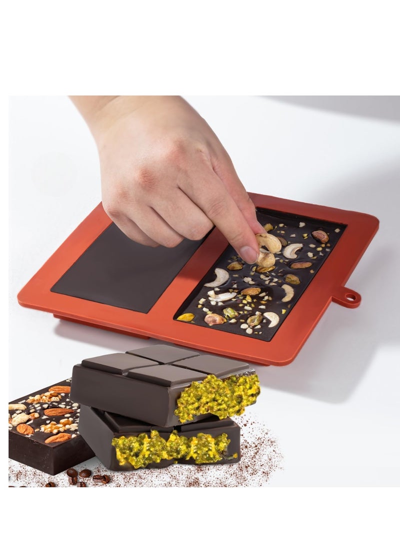 قالب بار الشوكولاتة - قالب سيليكون غير لاصق لألواح الشوكولاتة المصنوعة منزليًا والحلوى والوجبات الخفيفة | قالب سيليكون عميق صالح للطعام لشوكولاتة الحليب وألواح الفستق والمزيد - مرن وسهل الفك - Image 3