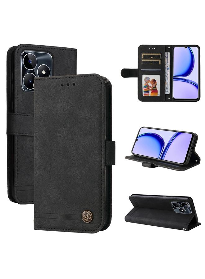 اس-توب جراب هاتف Realme C53 / Narzo N53 Skin Feel Life Tree Metal Button Leather Case - Image 1