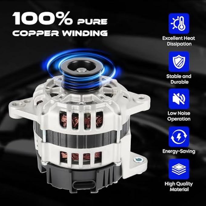 SEHNSUCHT Alternator Replacement New Compatible with CHEVROLET AVEO 2004-2008, for SUZUKI Swift+ 2004-2008, for PONTIAC WAVE 2005-2008, 12V, 85Amp, CW, S6, IR/IF, Replace for : 96540542, 96838439(Only for 1.6L) - Image 5
