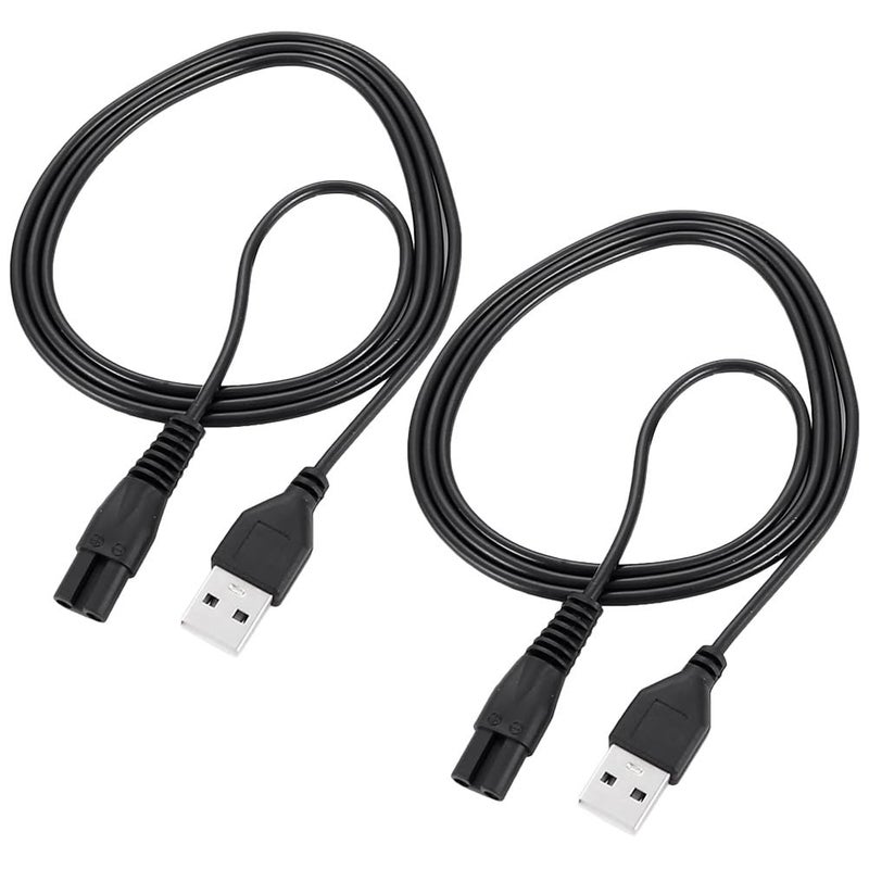 DRESSOOS 2pcs Razor Power Cord Charging Cable for Electric Shavers and Hair Removers Durable Wrapped with High Conductivity Shaver Accessory