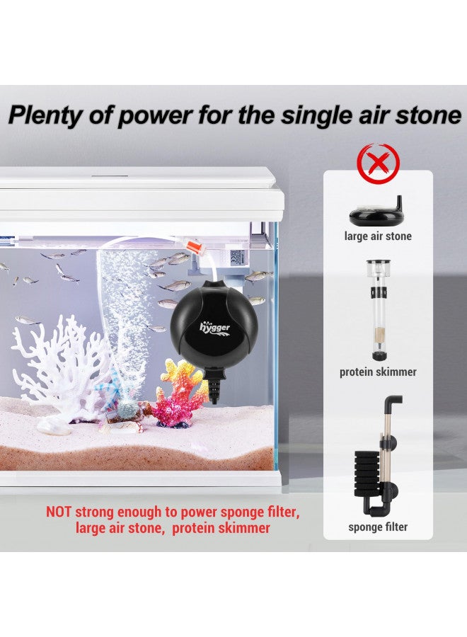 Hygger Quiet Mini Air Pump for Aquarium 1.5 Watt Oxygen Fish Air Pump for 1-15 Gallon Fish Tank with Air Stone Air Tubing Clip Black - Image 1