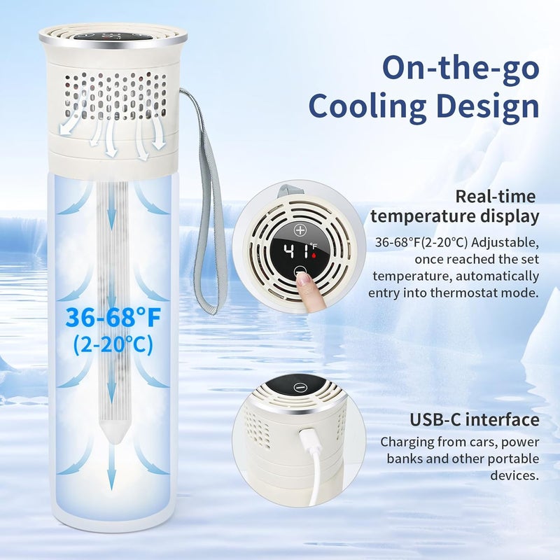 Anbanglin Electric Insulin Cooler Travel Case TSA Approved Medication Cooler for Travel Hold 17 Medication Pens 3668F OnTheGo Medicine Diabetes Travel Case with Digital Display  Icicle White - Image 4