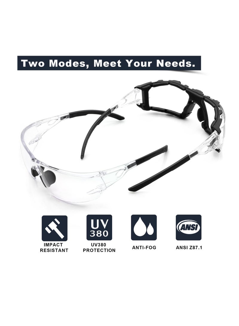 Zikra Safety Glasses - Anti Fog Wraparound Lenses - Removable Foam Gasket - ANSI Z87.1 Protective Eyewear - Impact Resistant, High Impact, Vented Sides, For Construction, Laboratory, Chemistry Class - Image 2