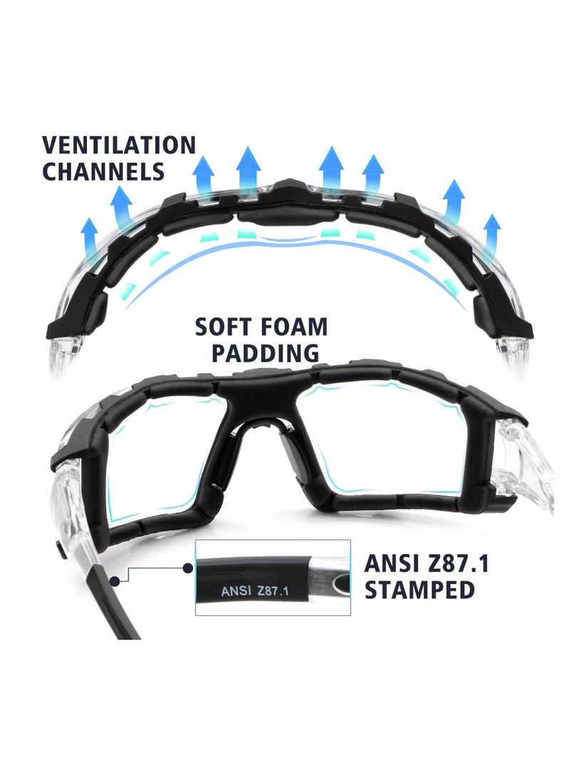 Zikra Safety Glasses - Anti Fog Wraparound Lenses - Removable Foam Gasket - ANSI Z87.1 Protective Eyewear - Impact Resistant, High Impact, Vented Sides, For Construction, Laboratory, Chemistry Class - Image 5