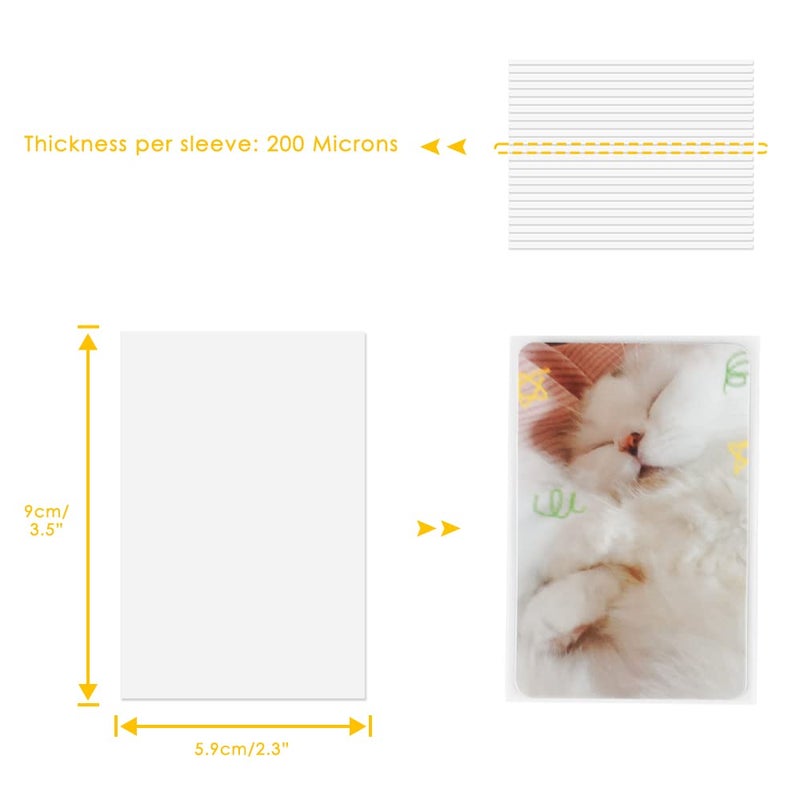 Baskiss 100 Packs Photocard Sleeves, 59 x 90 mm Ultra Thickness 200 Microns CPP Clear Sleeve Idol Card Protector Holder Trading Shield Cover for 3 inch Polaroid Kpop Album Photo (Unsealable) - Image 2