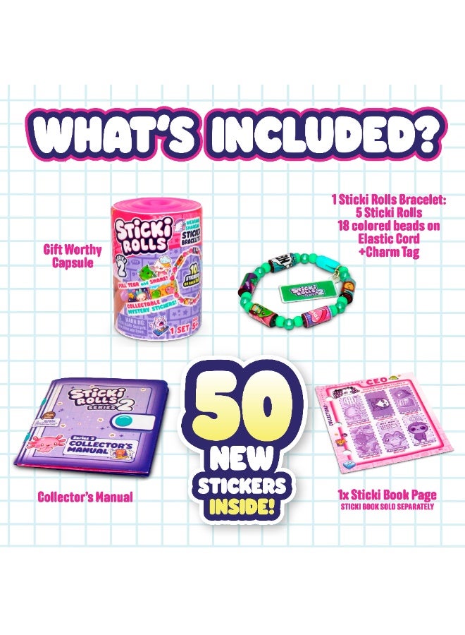 Sky Castle Sticki Rolls Series 2 Band Capsule - DIY Wearable Sticker Bracelet for Kids, Includes 50 Collectible Stickers, Arts and Crafts Jewelry Activity, Sky Castle Model SR103 - Image 4