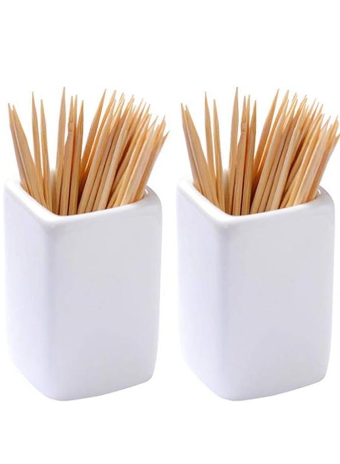 Vitacelli Sizikato 2pcs Simple Pure White Square Ceramic Toothpick Holder. - Image 1