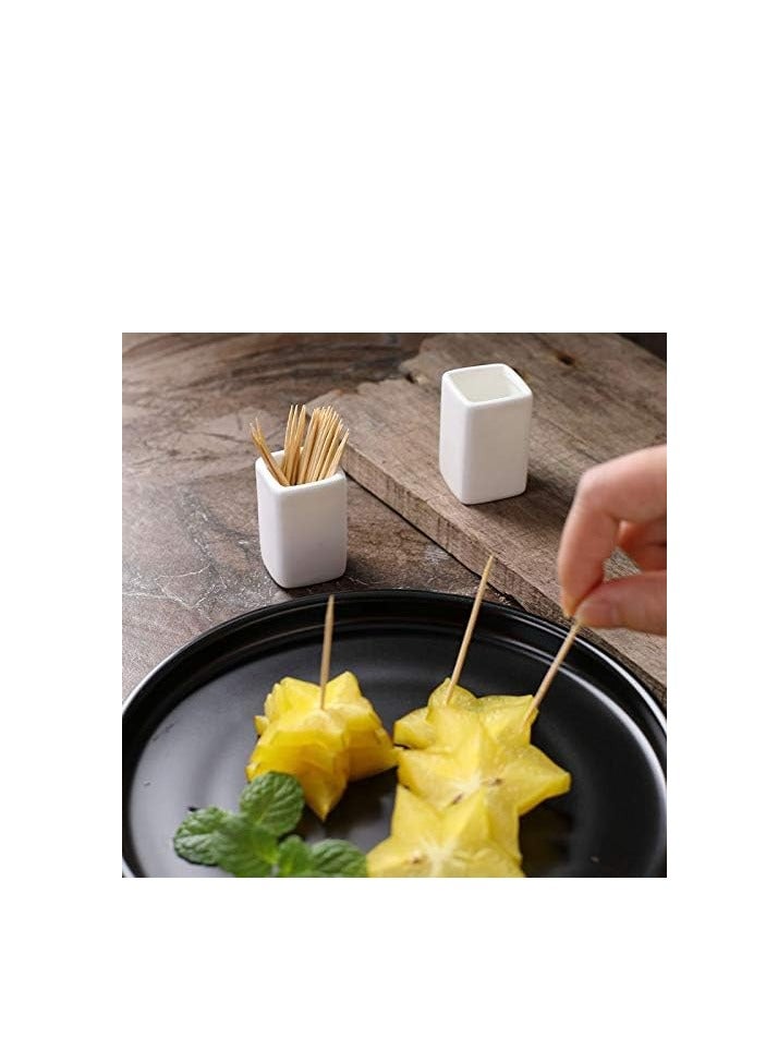 Vitacelli Sizikato 2pcs Simple Pure White Square Ceramic Toothpick Holder. - Image 4