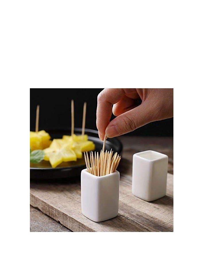 Vitacelli Sizikato 2pcs Simple Pure White Square Ceramic Toothpick Holder. - Image 2