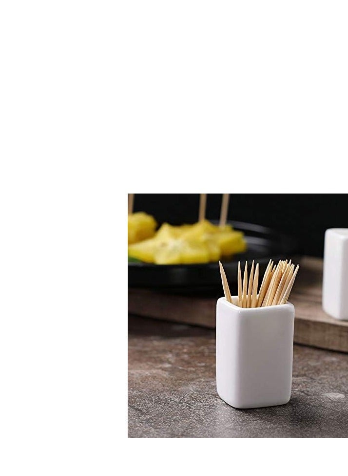Vitacelli Sizikato 2pcs Simple Pure White Square Ceramic Toothpick Holder. - Image 3
