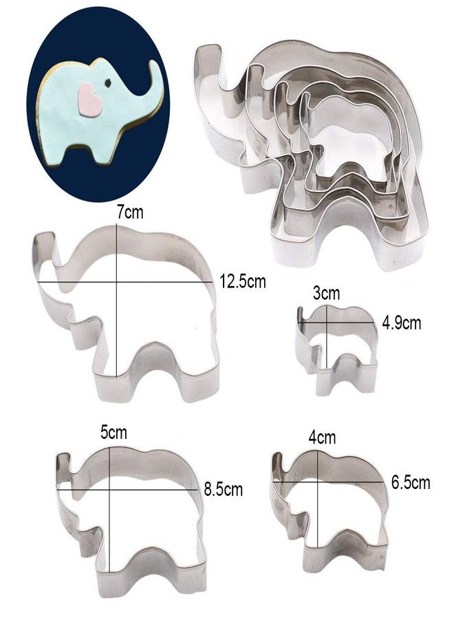 HiParty 6Pcs/Set Elephant Silicone Molds & Stainless Steel Cookie Cutters for Baby Shower, Elephant Fondant Gum Paste Cake Topper Decoration Tools Boy Girl Baby Shower Birthday Party Favors Supplies - Image 3
