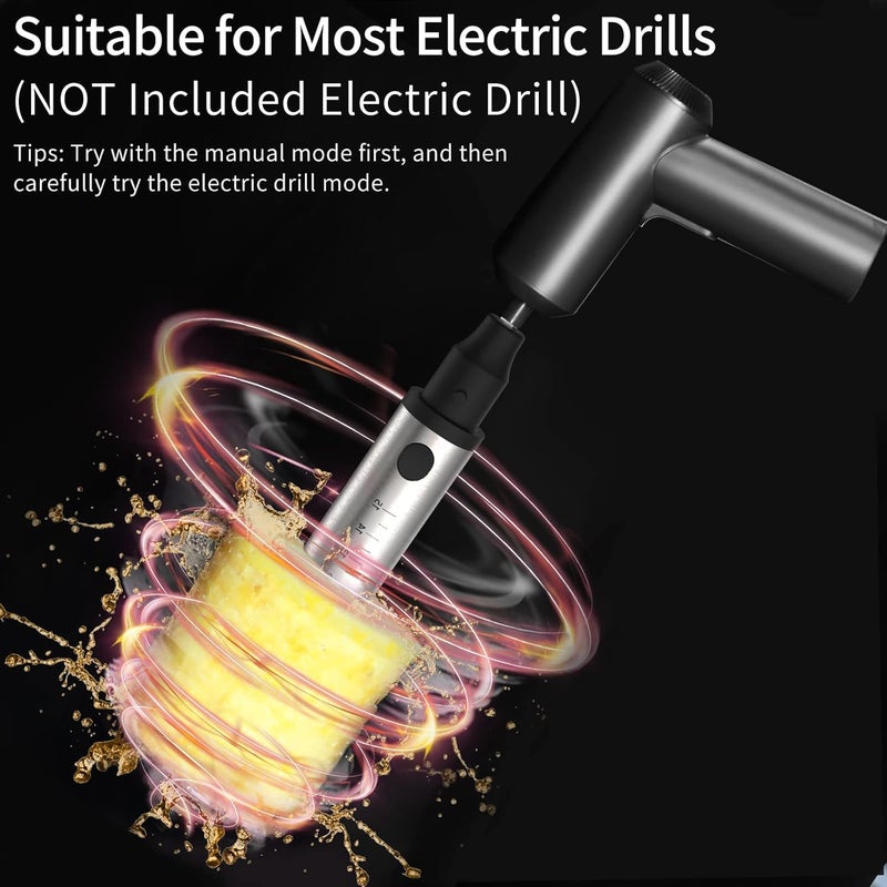 Newness Pineapple Corer Cutter, [Upgraded, Electric & Manual] Stainless Steel Fruit Pineapple Slicer with Electric Drill Accessory [Easier & Faster], Sturdy Pineapple Core Remover Kitchen Tool - Image 2