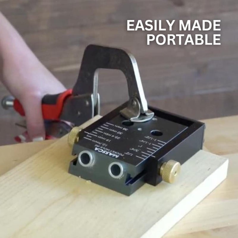 Massca Pocket Hole Jig Kit M1 - Adjustable & Easy to Use Pocket Screw Jig - Heavy Duty Drill Jig for Angled Holes with Drill Bit, Pocket Self Tapping Screws &Driver Bit, - Image 5