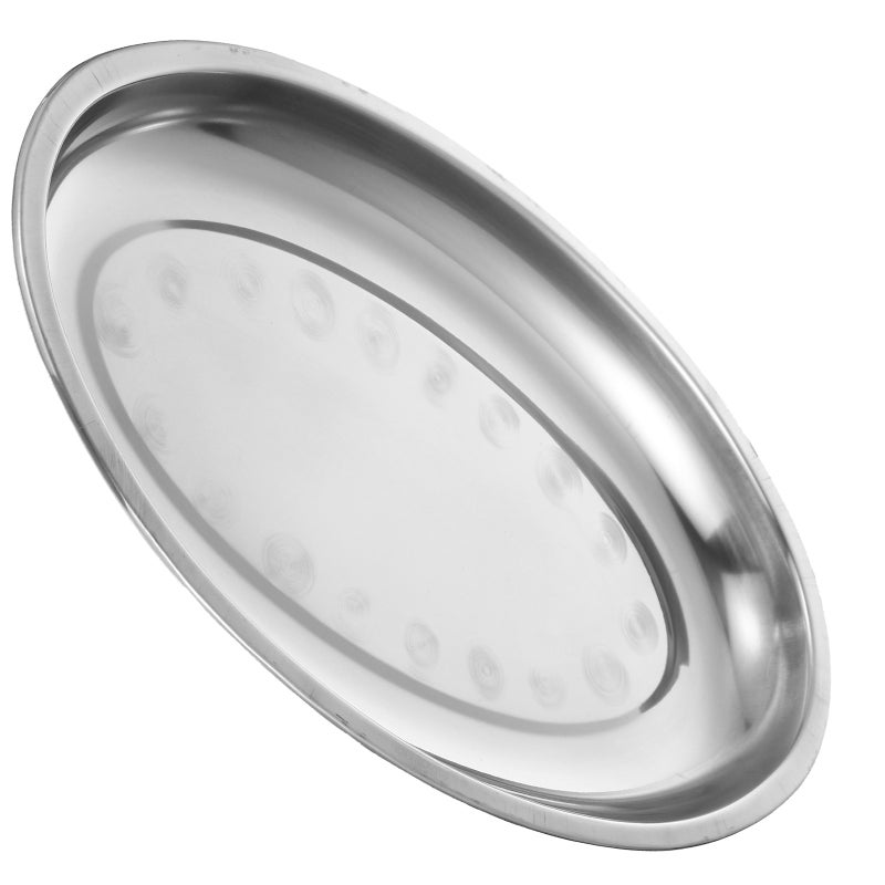 1pc Stainless Steel Plate Steaming Fish Plate Snack Desserts Service Tray - Image 2