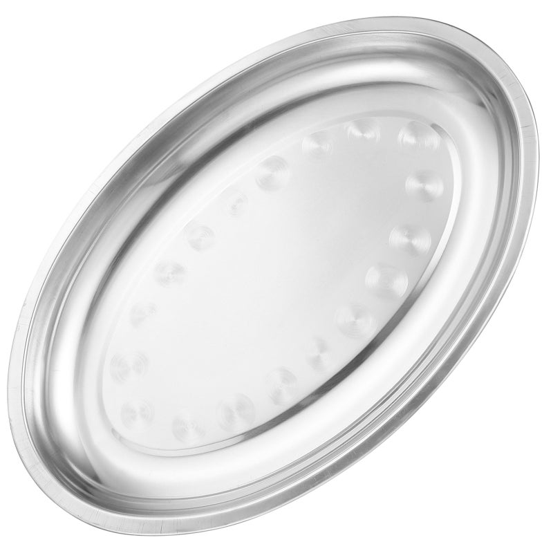 1pc Stainless Steel Plate Steaming Fish Plate Snack Desserts Service Tray - Image 1