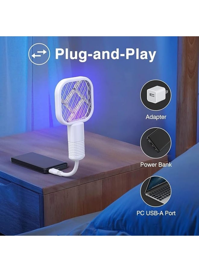 مضرب كهربائي للبعوض - جهاز صاعق ذباب قابل لإعادة الشحن عبر منفذ USB مع شبكة عالية الجهد - قاتل حشرات محمول باليد للبعوض والذباب والحشرات - آمن وخفيف الوزن (ألوان متنوعة) - Image 5