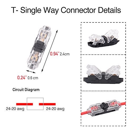 Brightfour Wire Connectors - Pack of 12 Low Voltage I Tap 1 Pin Connectors Solderless with No Wire-Stripping Required for Mid-Span Branching in Wires Connection 24-20 AWG Cable - Image 5