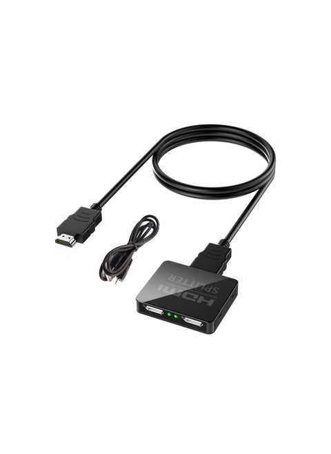 موزع HDMI 1x2 للشاشات المزدوجة، محول HDMI مزدوج 4K للنسخ المتطابق، يدعم HDCP 2.2، 18.5 جيجابت في الثانية، التوسع التلقائي، Full HD 1080P 3D، يتضمن كابل HDMI.