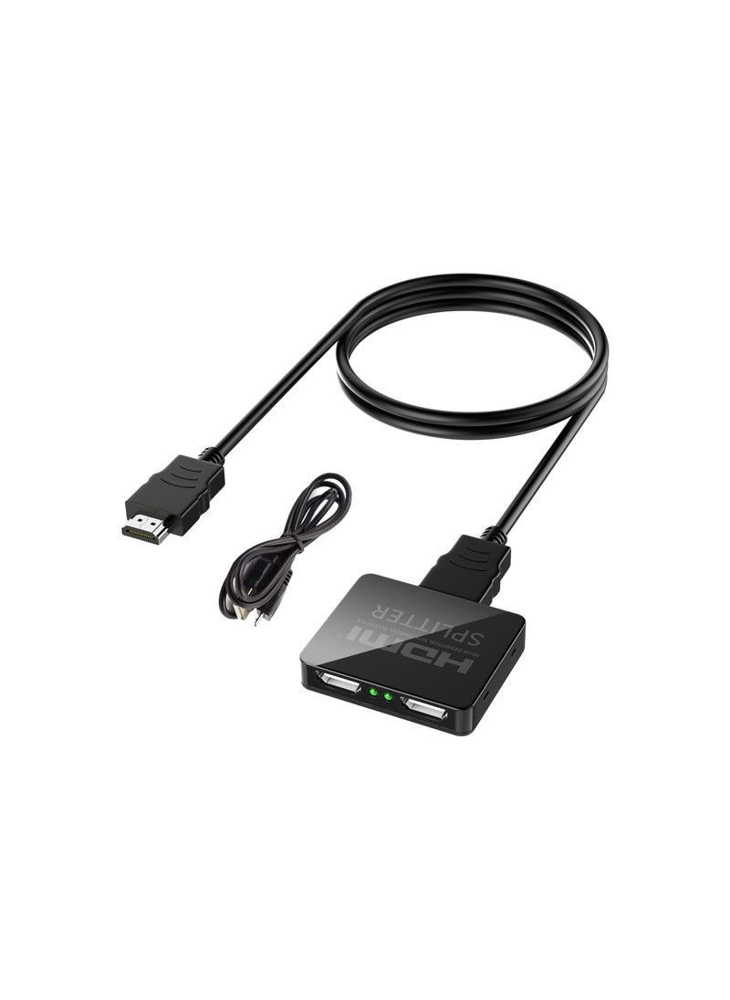 Generic - موزع HDMI 1x2 للشاشات المزدوجة، محول HDMI مزدوج 4K للنسخ المتطابق، يدعم HDCP 2.2، 18.5 جيجابت في الثانية، التوسع التلقائي، Full HD 1080P 3D، يتضمن كابل HDMI. - Image 1