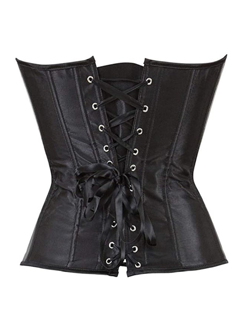 SYOSI Shaper Corsets for Women Satin Cotton Long Torso Hourglass Body Bustier Lingerie Top Overbust Corset Vintage Renaissance Brocade Lace Up Waist Cincher Shapewear M Size - Image 3