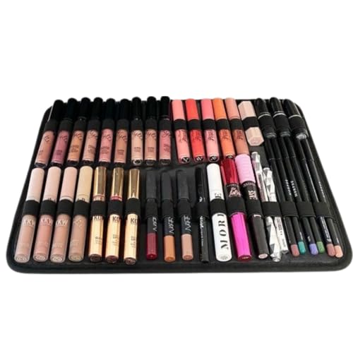 Coslifestore Lipstick Organizer Tray |Transparent Flat Display Vanity Lip Storage Case with Compartments |Makeup Organizer for Lip Colours, Pencils & Cosmetic Items (XL TRAY-32 SLOTS) - Image 1