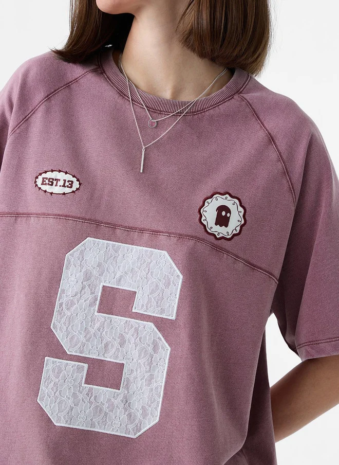 ذا سوليد ستور The Souled Store Women's Oversized Fit Printed Pink T-Shirt