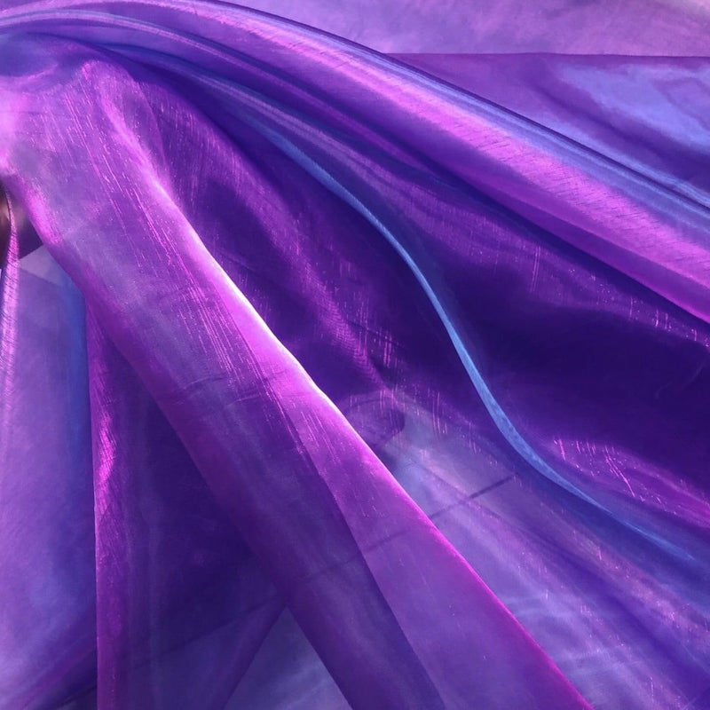 YYCRAFT Two Tone Sheer Organza Fabric by the Yard for Curtain Weddings Decor 2 Yards Iridescent Purple - Image 3
