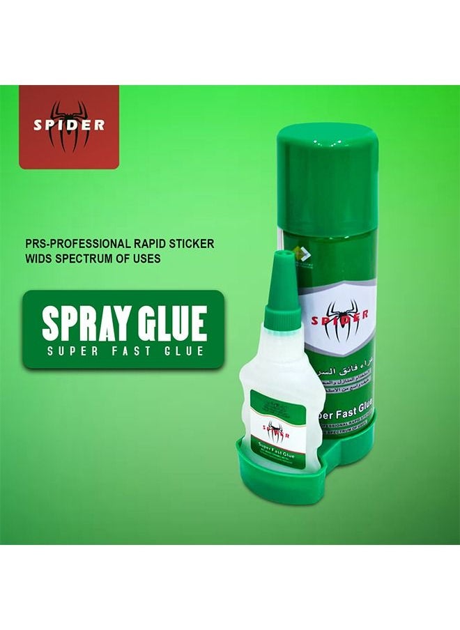 SPIDER - Spider Super Fast Glue PRS-Professional Rapid Sticker Wids Spectrum of Uses Fast Adhesive For Wood,Metal,Glass,Stone Spray Glue - Image 1