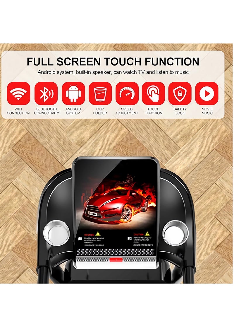WENBO Foldable Treadmill, Walk Running Machine 3.0HP Peak, 110kg Max User Weight For Home Fitness / Multifunction Massager / 10.1 inch Color Screen with Android System / Wifi / Bluetooth / 2 Speakers