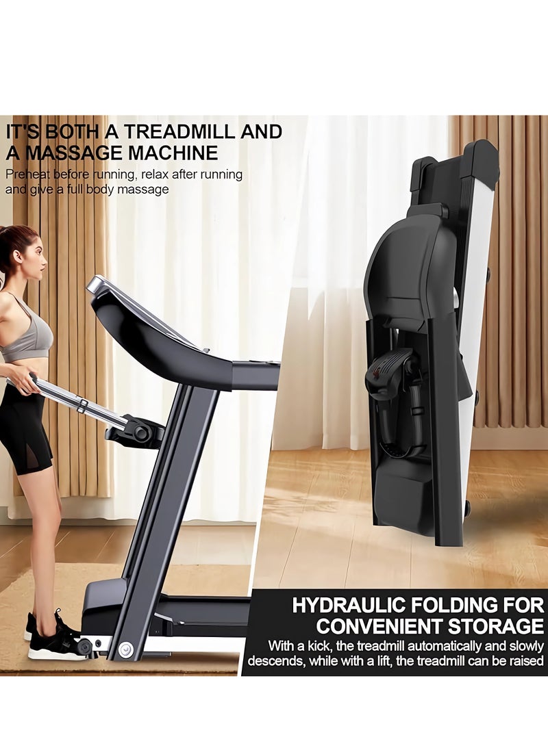 WENBO Foldable Treadmill, Walk Running Machine 3.0HP Peak, 110kg Max User Weight For Home Fitness / Multifunction Massager / 10.1 inch Color Screen with Android System / Wifi / Bluetooth / 2 Speakers