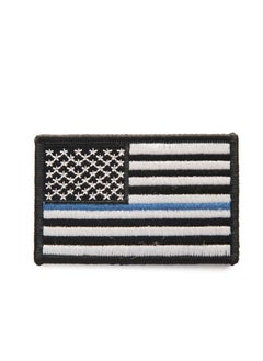 3D Embroidered USA Flag Patch Velcro White and blue bars on black background