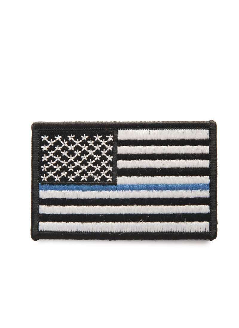 Generic - 3D Embroidered USA Flag Patch Velcro White and blue bars on black background - Image 1