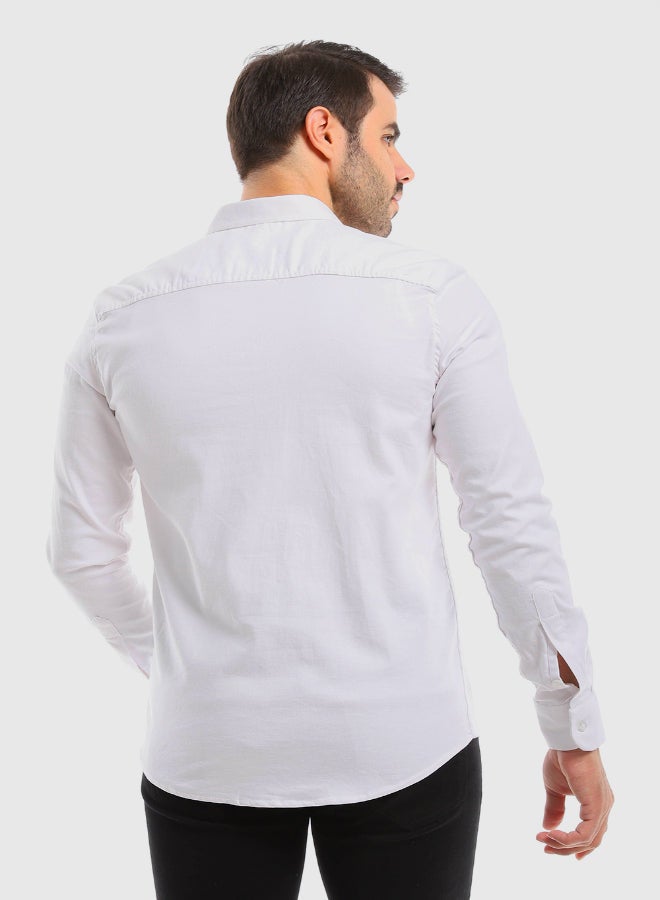 WHITE RABBIT Cuff Long Sleeves Printed White Shirt  - Image 3