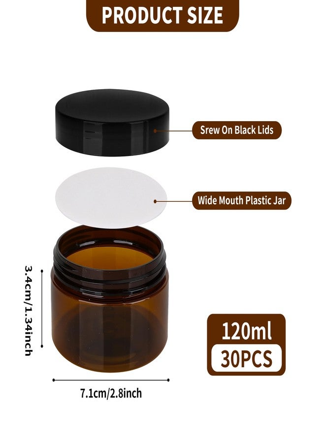 Axigundaone 30 Pcs 4oz Brown Plastic Jars Refillable, Plastic Amber Containers with Lids, Brown Cosmetic Jars for Body Lotion, Cream - Image 2