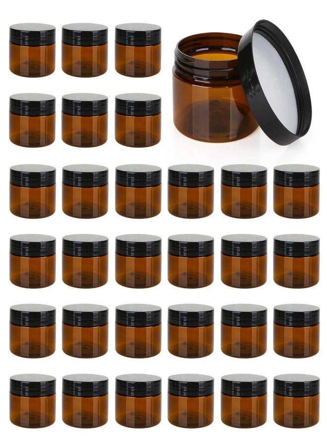 Axigundaone 30 Pcs 4oz Brown Plastic Jars Refillable, Plastic Amber Containers with Lids, Brown Cosmetic Jars for Body Lotion, Cream - Image 1