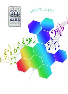10 Pcs LED Hexagonal Atmosphere Rhythm Light,RGB Gaming Lights with APP Smart Modular Panel Hex,DIY Splicing Lights Creative Geometry Assembly LED Night Light for Home Office Hotel Festive Gift