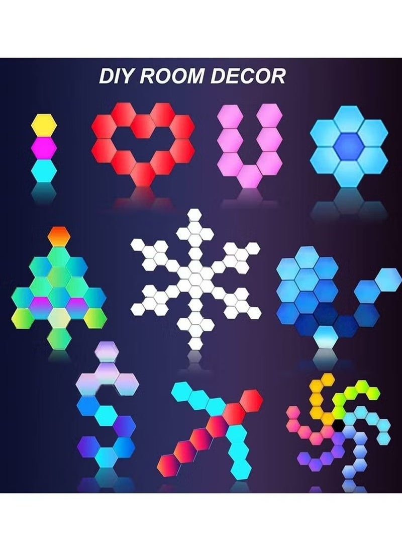 Generic - 10 Pcs LED Hexagonal Atmosphere Rhythm Light,RGB Gaming Lights with APP Smart Modular Panel Hex,DIY Splicing Lights Creative Geometry Assembly LED Night Light for Home Office Hotel Festive Gift - Image 1